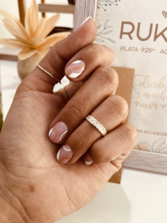 ANILLO MIDI TRENZA BLANCO - comprar online