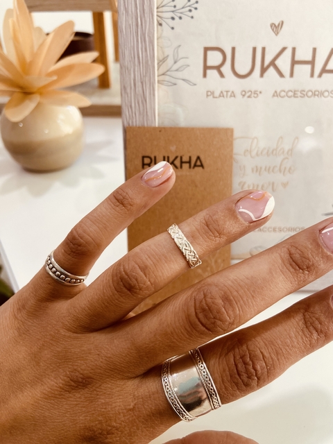 ANILLO MIDI TRENZA BLANCO