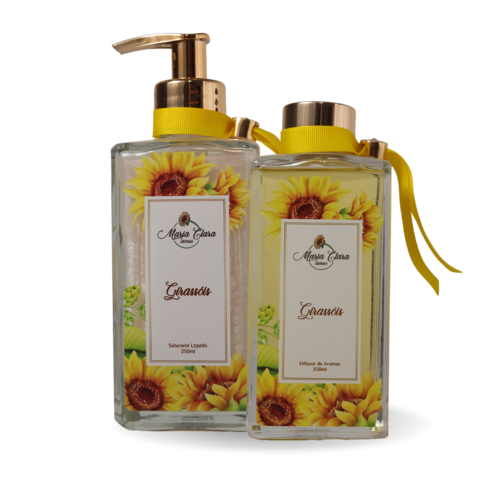 Kit Difusor + Sabonete Linha Girassóis - Maria Clara Aromas