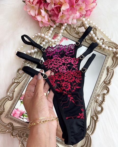 Calcinha fio regulagem- CORES SORTIDAS Preto Com Pink/Preto com roxo - Francesa - comprar online