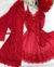 Kit Romance com robe e camisola tule em coração - VERMELHO
