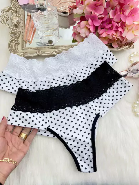 Calcinha Bethy Algodão - CORAÇÃO PRETO