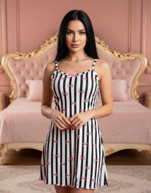 CAMISOLA VIRGINIA - LAÇO LISTRAS PRETA E BRANCA - comprar online