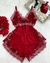 Baby doll luxo - VERMELHO COM BRANCO chantilly