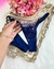Calcinha fio regulagem- AZUL ESCURO COM ROSA CHANTILLY