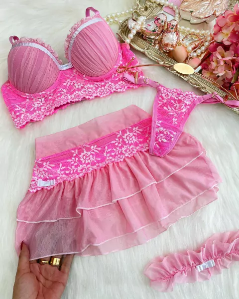 Lingerie Romance - bicolor ROSA CLARO HERA COM BRANCO