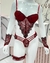 Lingeries bicolor acompanha luvas e perneira - VERMELHO COM PRETO