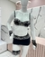 lingerie de sainha malha - PRETO COM BRANCO