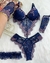 Lingeries bicolor acompanha luvas e perneira - AZUL COM ROSA