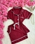 Pijama Americano MARSALA COM BRANCO - FITA DE CETIM - comprar online