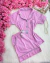 Pijama Americano ROSA CLARO COM CINZA - FITA DE CETIM - comprar online
