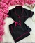 Pijama Americano PRETO COM PINK - FITA DE CETIM - comprar online