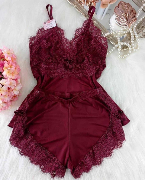 Baby doll luxo chantilly - MARSALA LISO