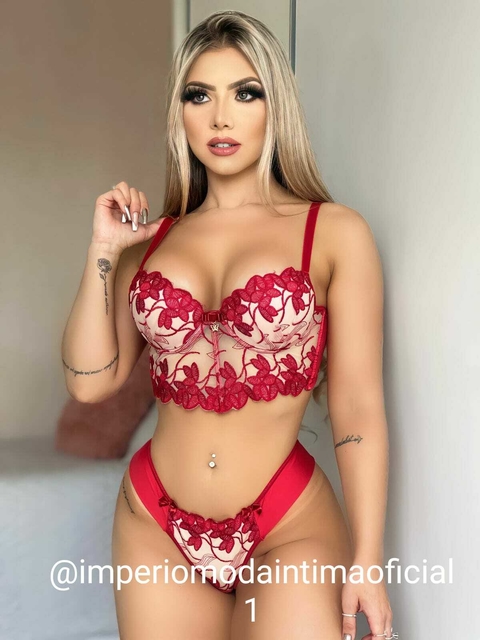 Conjunto cropped guipir luxo - Vermelho com Nude