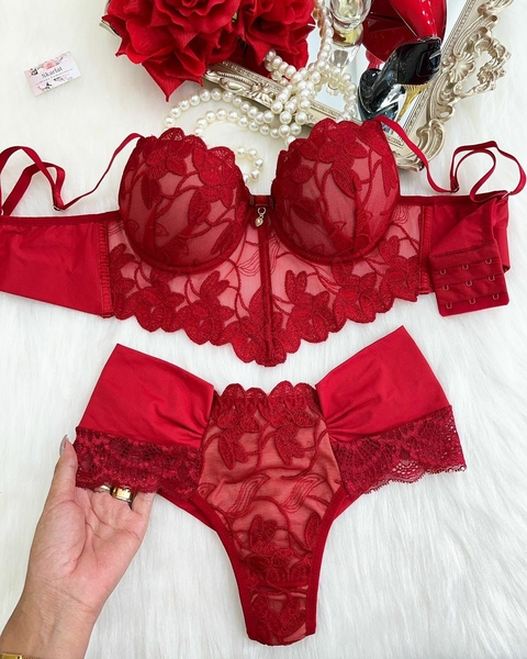 Conjunto Cropped Luxo VERMELHO
