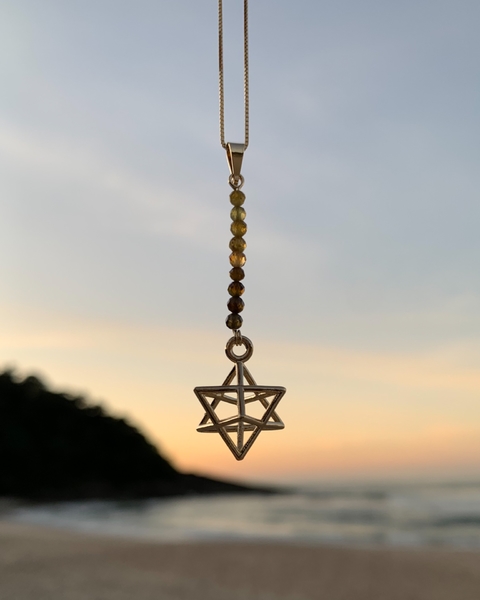 Pingente de Merkabah | Estrela de Davi COM TURMALINAS
