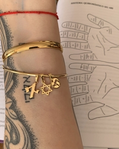 Conjunto Pulseira + Chai + Magen Davi + Alef