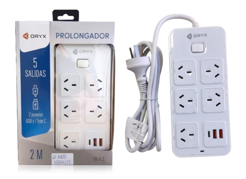 ZAPATILLA 2 METROS 5 SALIDAS + 2USB + 1TC - comprar online