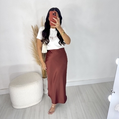 Saia Cetim Marrom - comprar online