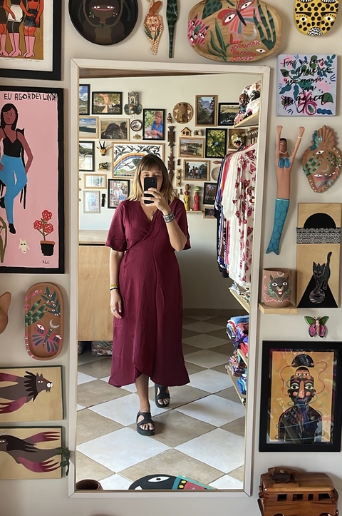 Vestido Transpassado Vinho