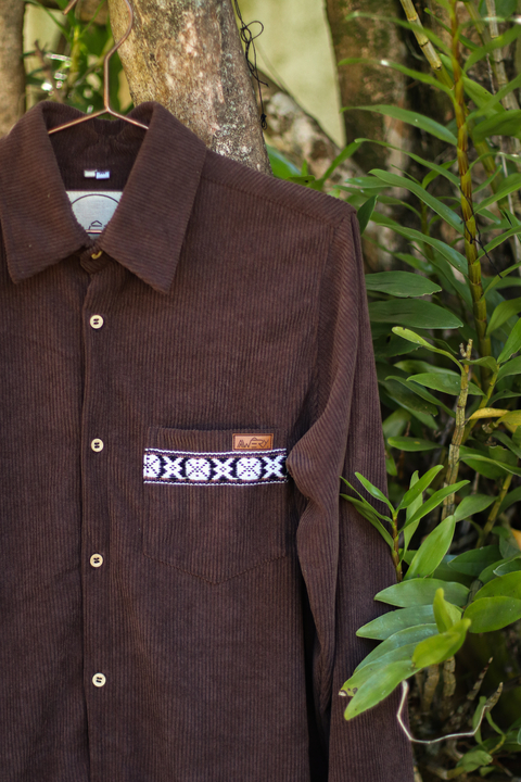 Camisa Manga Longa Veludo Marrom - comprar online