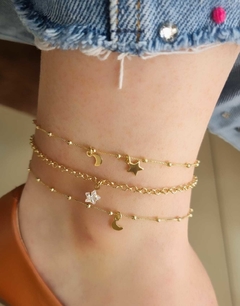 Tornozeleira com Lua Banhada a Ouro 198k - comprar online