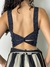Imagem do Cropped brilhoso K2B com bojo e detalhe nas costas Iliene