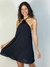 Vestido flor em crepe com forro
