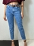 Calça jeans com cinto reta barra desfiada Consciência 23729 - loja online