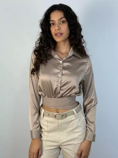 Cropped cetim com brilho REF102 Veshine