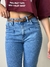 Calça jeans com cinto reta barra desfiada Consciência 23729 na internet