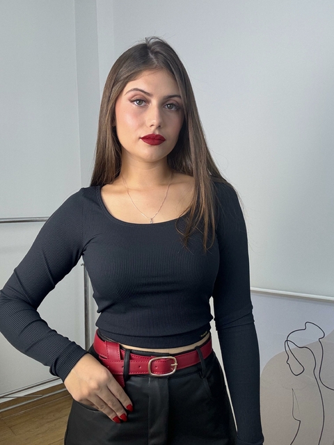 Cropped manga longa K2B decote princesa Lemalina