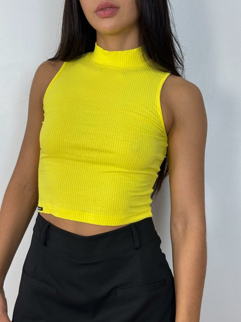 Cropped K2B gola alta amarração nas costas canelado Adrine
