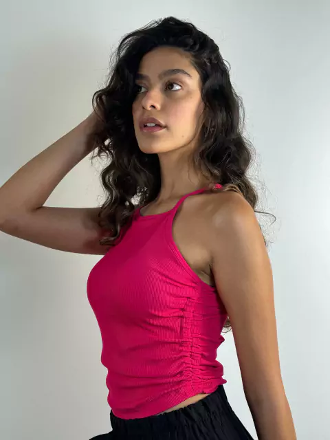 Cropped maiter K2B com bojo e drapeado