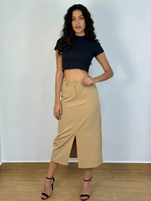 Saia midi com fenda e bolsos frontais MEIN REF2669
