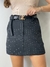 Short saia risca de giz c/ cinto de couro alfaiataria REF151