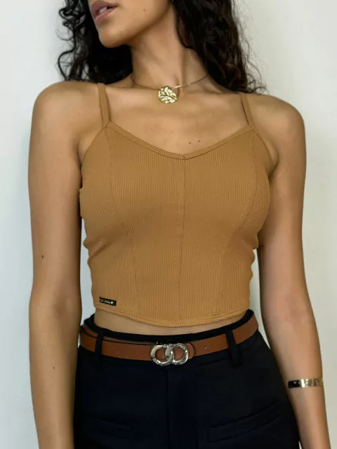 Cropped Tenalina modelo corset e alça regulável K2B