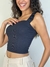 Cropped K2B alça franzida canelado block Aine - comprar online