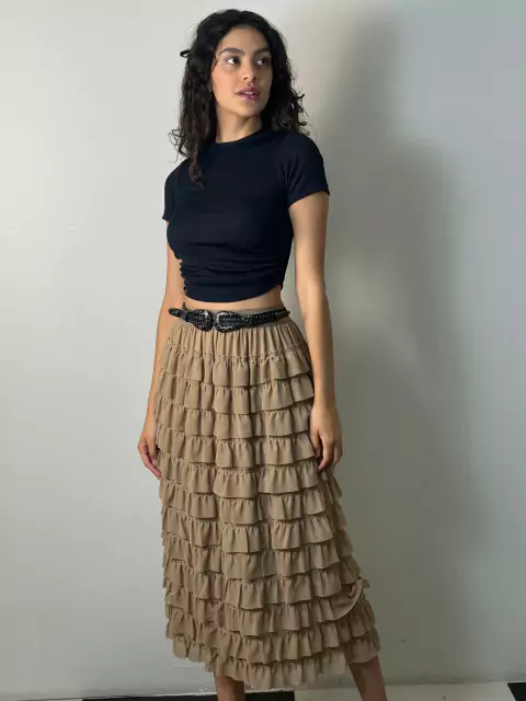 Saia em tule com forro importada midi modelo dijon REF2510