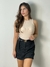 Short saia risca de giz c/ cinto de couro alfaiataria REF151 - loja online