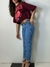 Calça jeans com cinto reta barra desfiada Consciência 23729