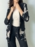 Blazer pássaros manga plissada REFW8343
