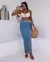 Saia Jeans Longa Feminina Cintura Alta Abertura Frontal REF23534 Média - comprar online