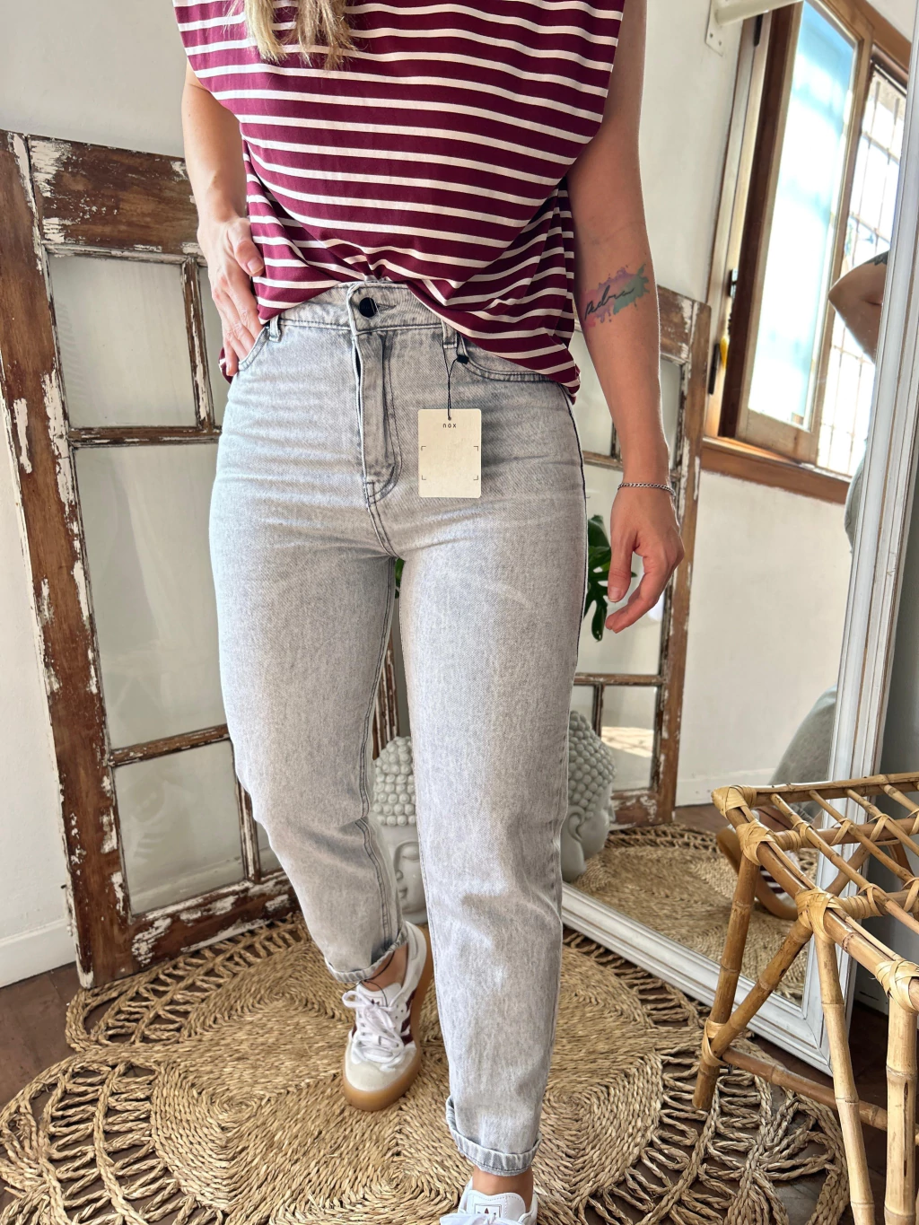 JEAN MOM ZARA SILVER