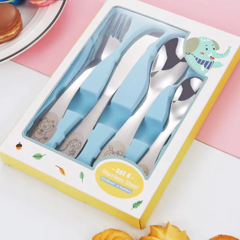 Conjunto Infantil de Talheres em Aço Inox - 4 Peças