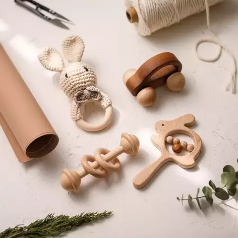 Kit Chocalho Montessori - Estímulos Naturais e Divertidos para o Desenvolvimento do Bebê
