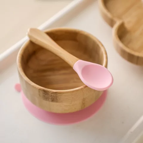 Tigela Bambu com Ventosa e Colher