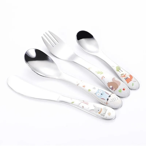 Conjunto Infantil com 4 Talheres em Aço Inox