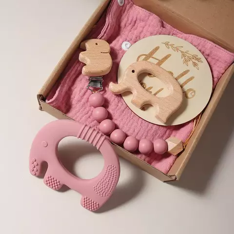 Kit Presente Elefante para Bebê Recém-Nascido – 5 Peças: Conforto e Encanto para os Primeiros Meses