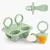 Conjunto de moldes de silicone para picolés, incluindo suporte e chupeta, ideal para bebês.